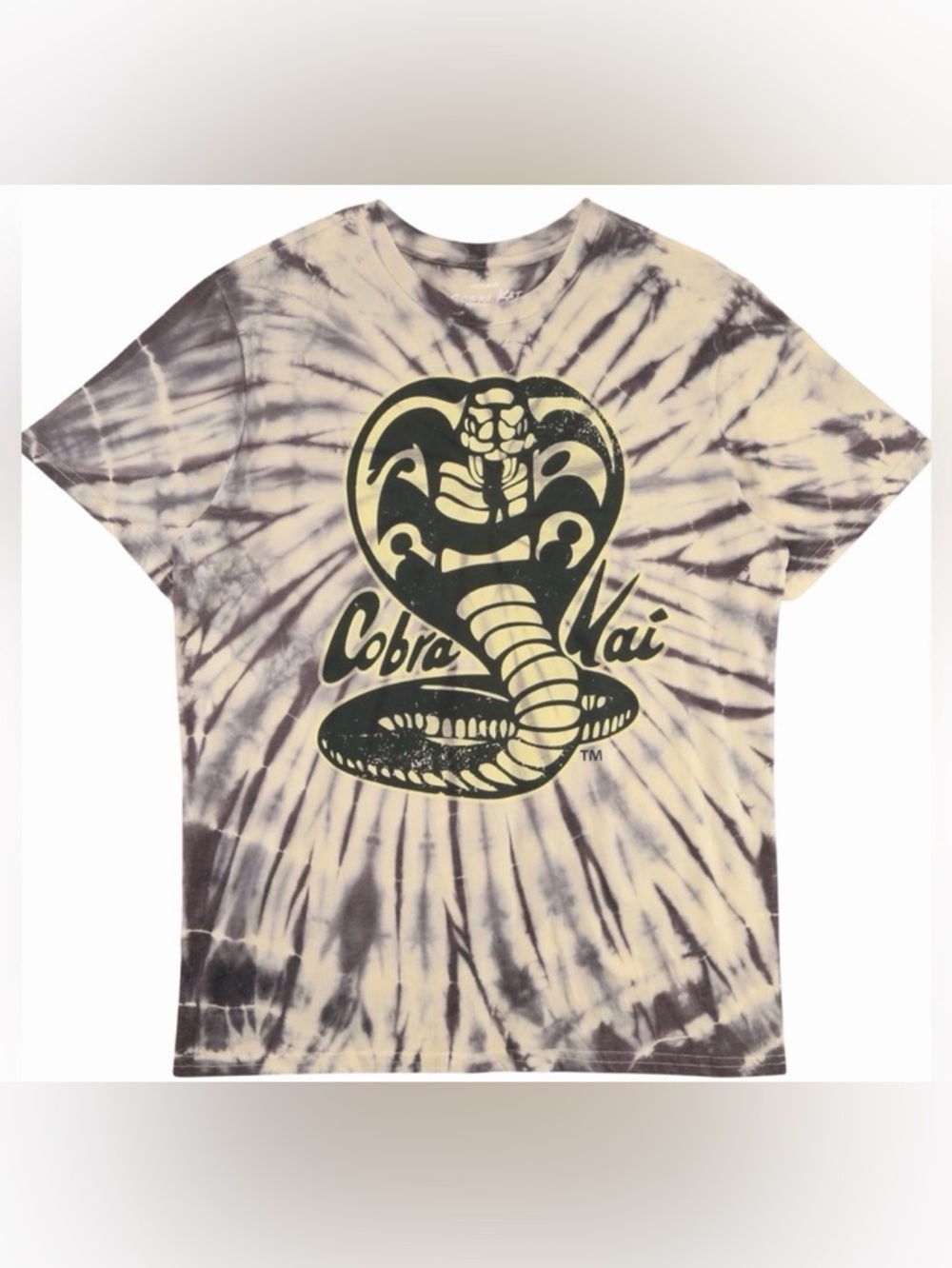3/$15 NEW! Cobra Kai Graphic Tie-Dye Tee Pale Yellow & Gray 3X